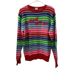 Chucky Large Good Guys Distressed Striped Knit Sweater Horror Movie Collectible